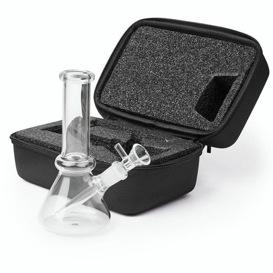 6" small glass bong with travel box and 14MM glass bowl.