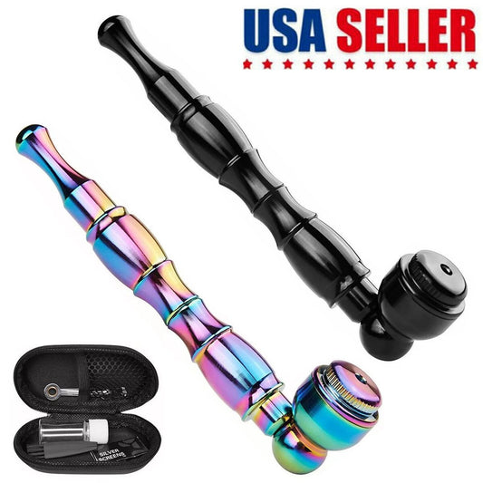 2 packs 4.3" metal smoking pipes with caps and bag, zinc alloy.