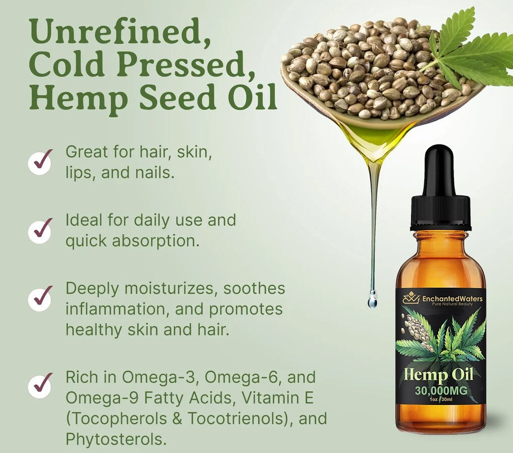Organic Hemp Oil (5-Pack) Cold-Pressed, Stress Pain Sleep, Unrefined, Made USA