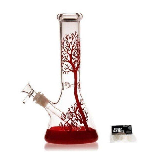 11 Inch Bongs Red Tree Glass Bong Smoking Hookah Glass Water Pipes 14mm Bowl - Maryjanes Bong Shop
