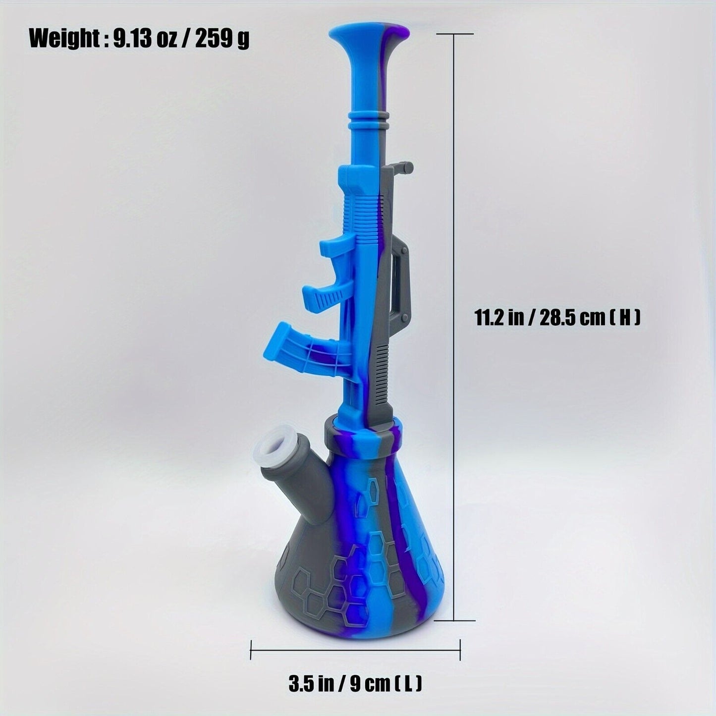 Silicone Hookah, 11.2" Big Detachable Submachine Gun Design Silicone Water Pipe