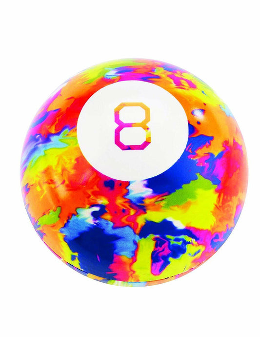 TIE-DYE World's Smallest Magic 8 Ball miniature toy with vibrant colors.