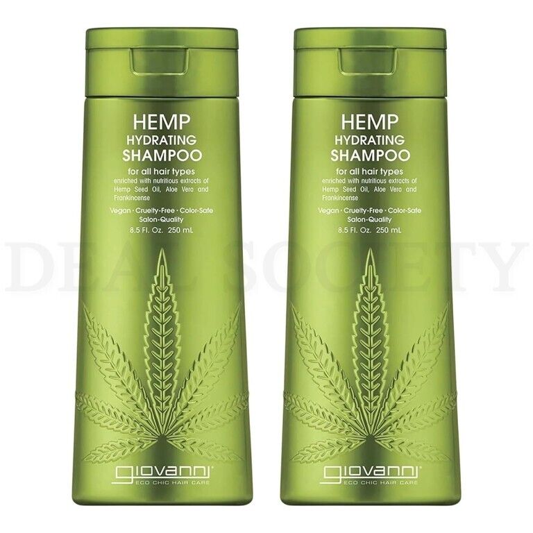 Giovanni Natural Hemp Seed Oil Shampoo with Aloe Vera, 8.5oz, Lot of 2 bottles.