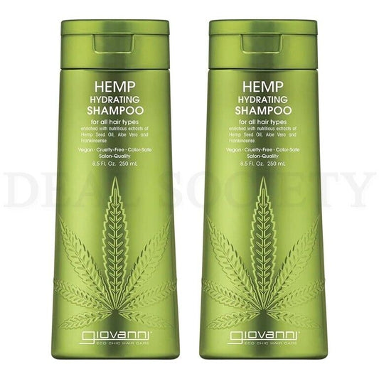 Giovanni Natural Hemp Seed Oil Shampoo with Aloe Vera, 8.5oz, Lot of 2 bottles.