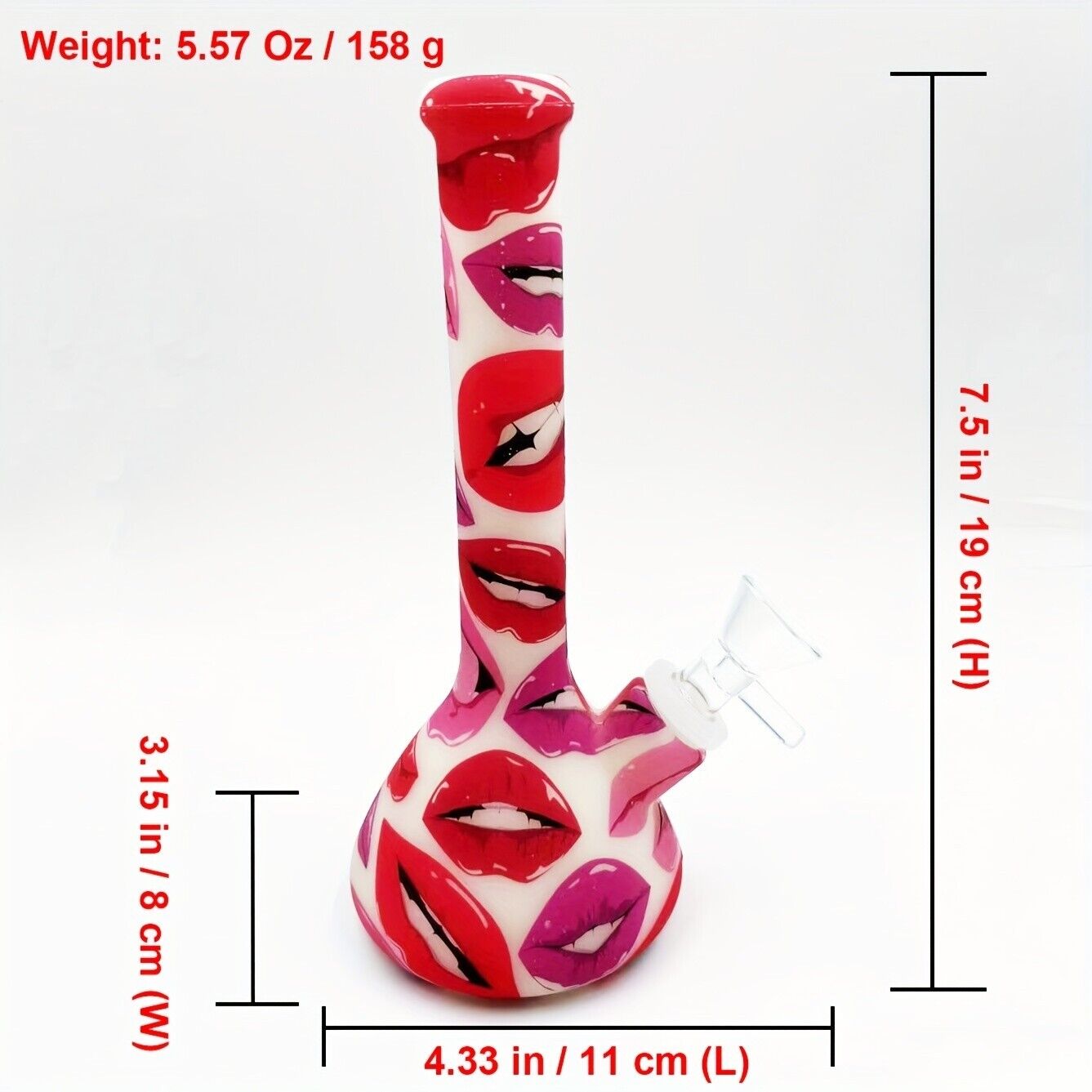 Silicone Luminous Water Pipe, 7.5" Flaming Lips Theme Luminous Silicone Smoking