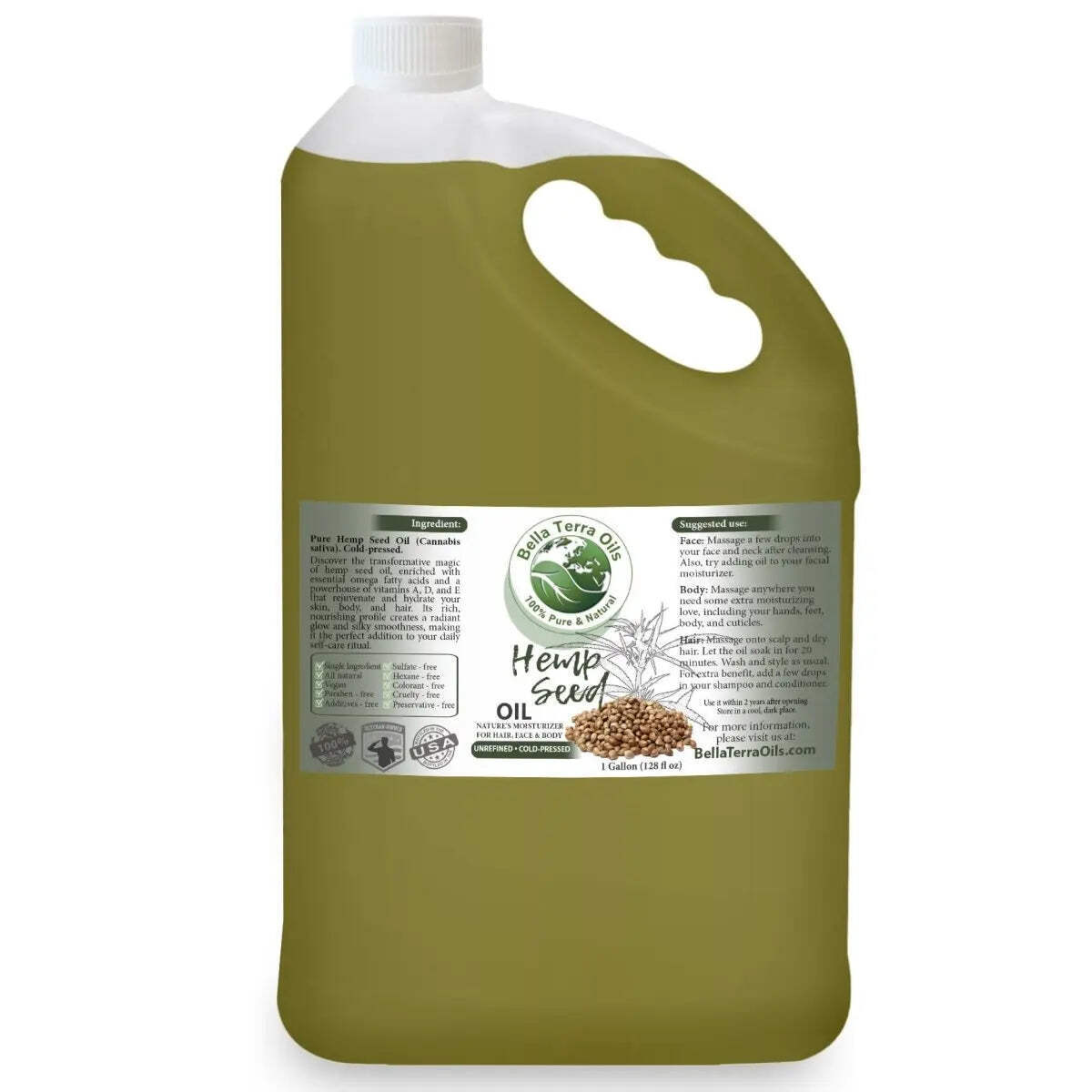 Organic Cold-Pressed Unrefined Hemp Seed Oil 100% Pure Skin Hair Face Nails Care