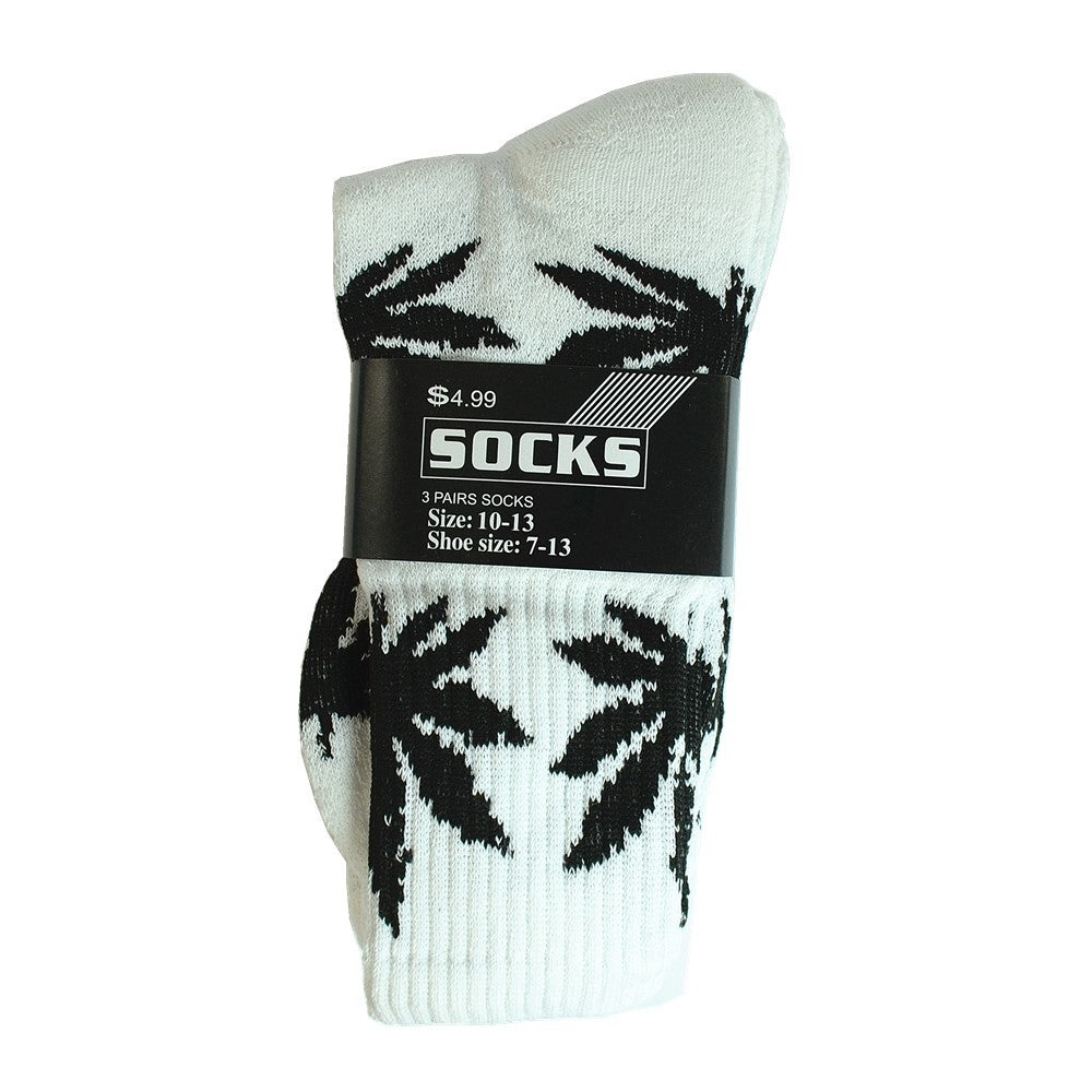 6 Pairs For Mens Sports Leaf Weed Marijuana Crew Cotton Long Socks Size 10-13