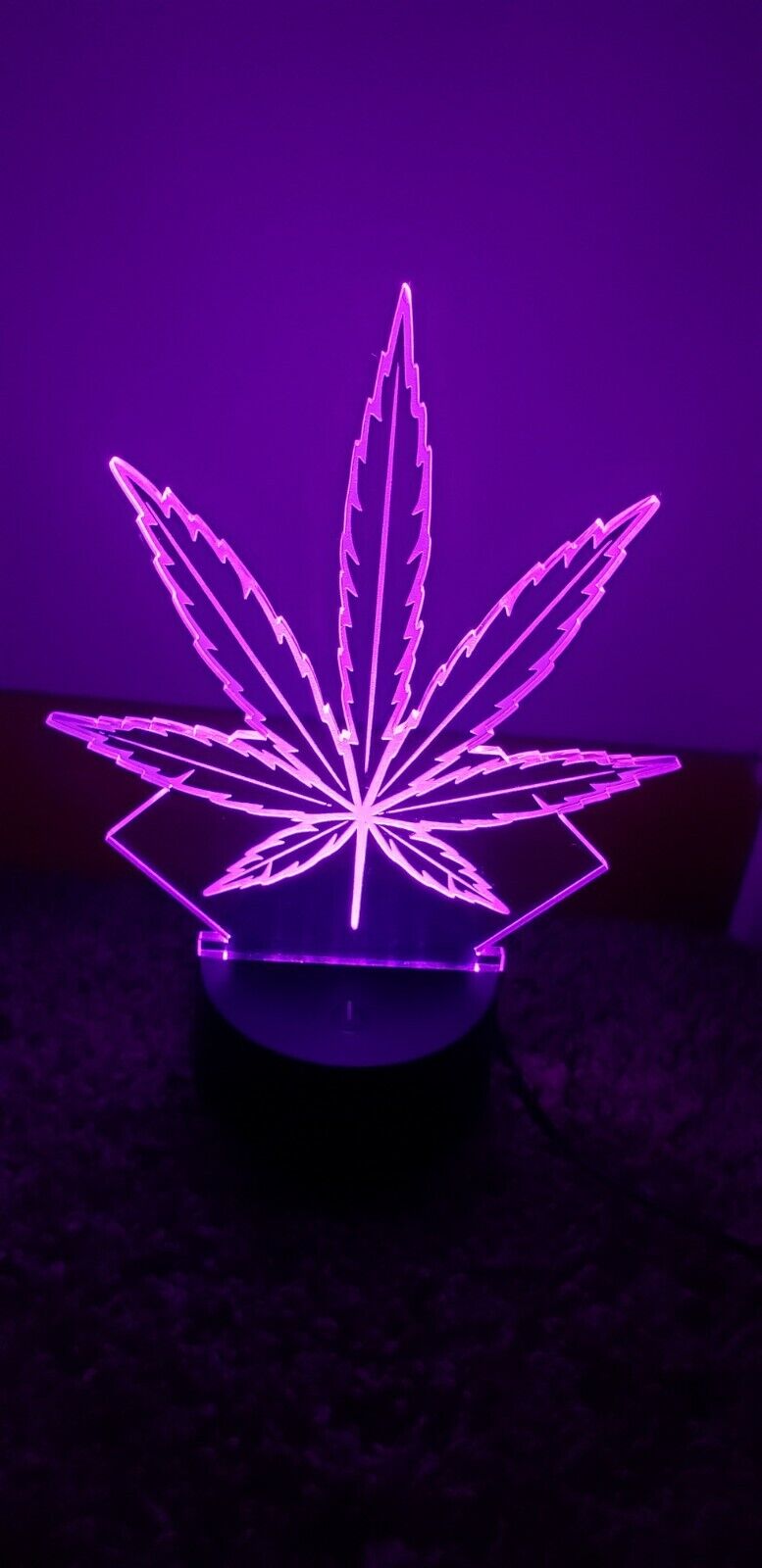 Pot Leaf 3D LED Night Light 16 Color Changing Acrylic Decor W/ Remote