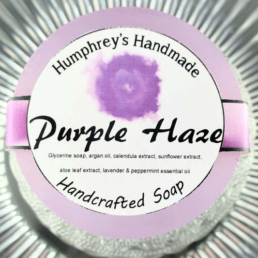 PURPLE HAZE Hemp Oil Soap, Peppermint Lavender, Glycerin Bar, 3.6 oz.