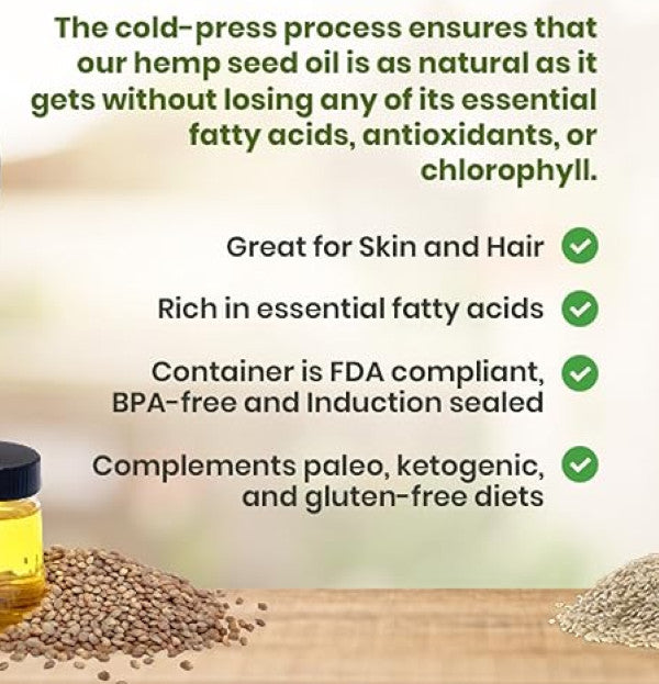 Organic Hemp Oil (5-Pack) Cold-Pressed, Stress Pain Sleep, Unrefined, Made USA
