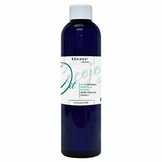 Hemp Seed Oil Cold Pressed 8 oz bottle for cosmetic use.