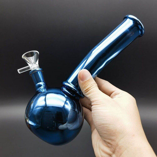 8inch Blue Reflective Water Pipe Hookah Smoking Shisha Glass Bong Hookah Bubbler - Maryjanes Bong Shop