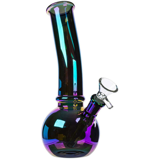 8" colorful glass bong with 14mm downstem and bowl, made of durable borosilicate glass.