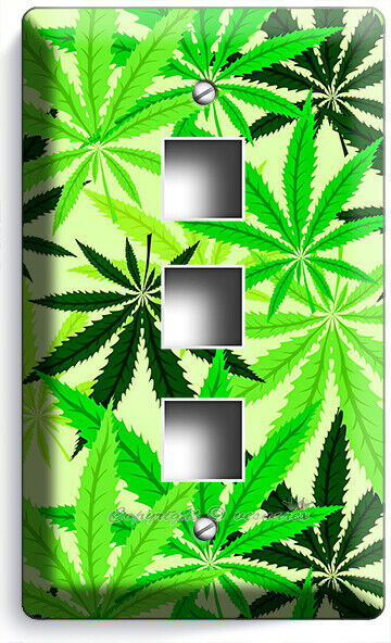 🍀GREEN CANNABIS MARIJUANA LEAFS LIGHT SWITCH OUTLETS WALL PLATES MAN CAVE DECOR