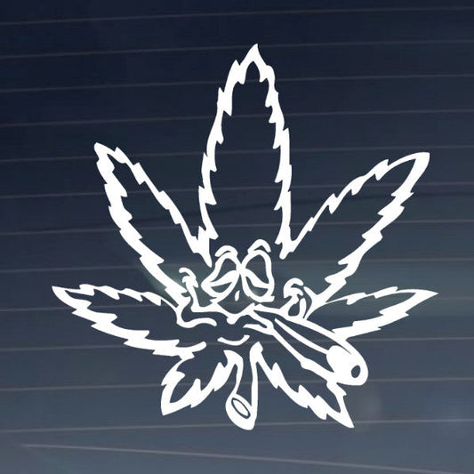 CNC cut vinyl decal featuring 420 pot leaf design.