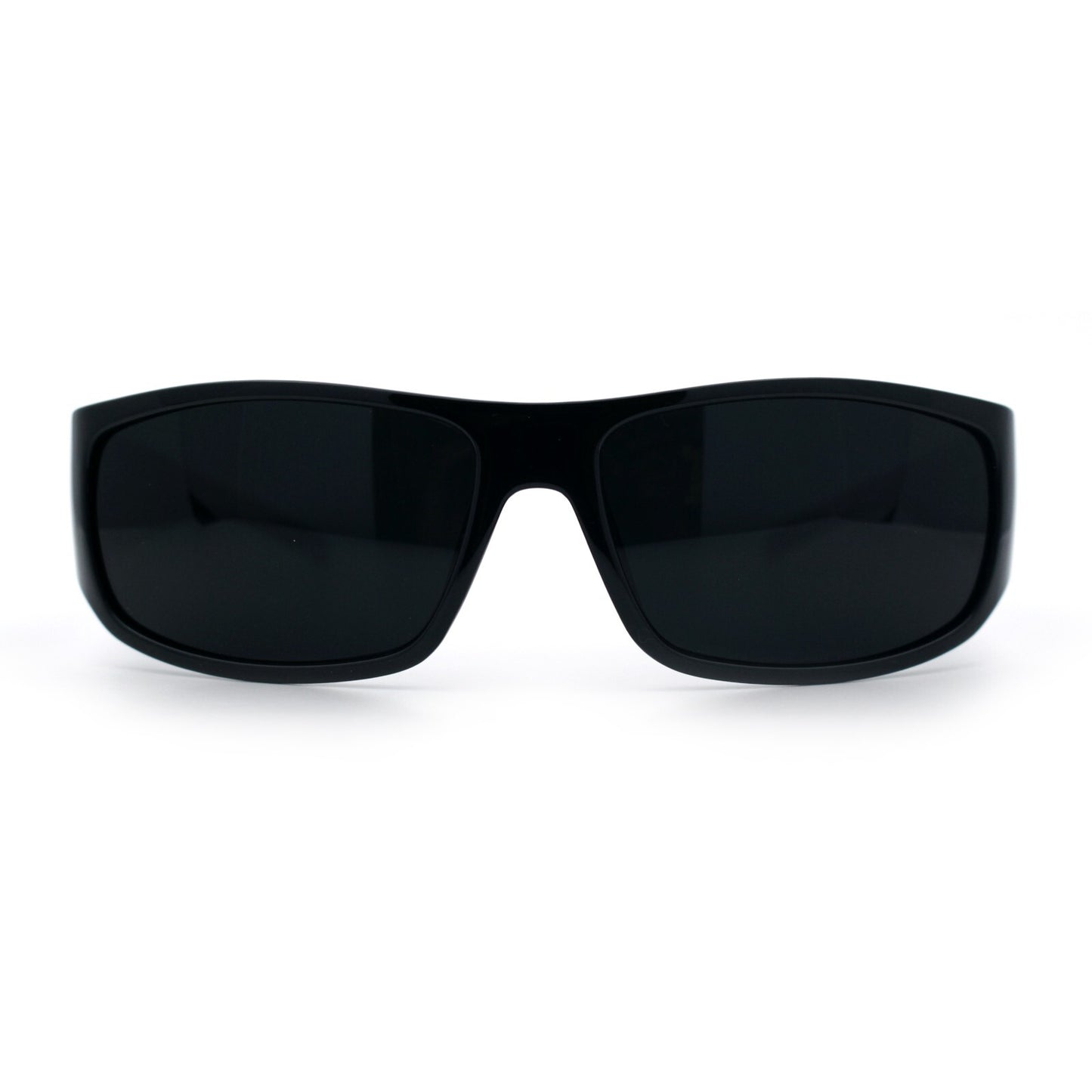 Mens Marijuana Pot Leaf Emblem Hoodlum Rectangle Limo All Black Sunglasses