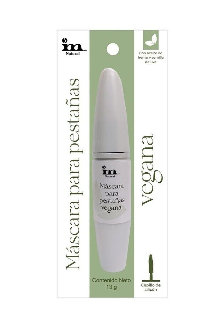 Vegan mascara with hemp and grapeseed oils, black, made in México.