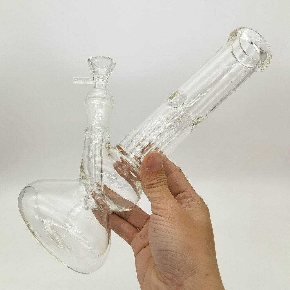 9.6inch Heavy Clear Glass Bong Water Pipe Smoking Pipes Hookah Percolator Bongs - Maryjanes Bong Shop