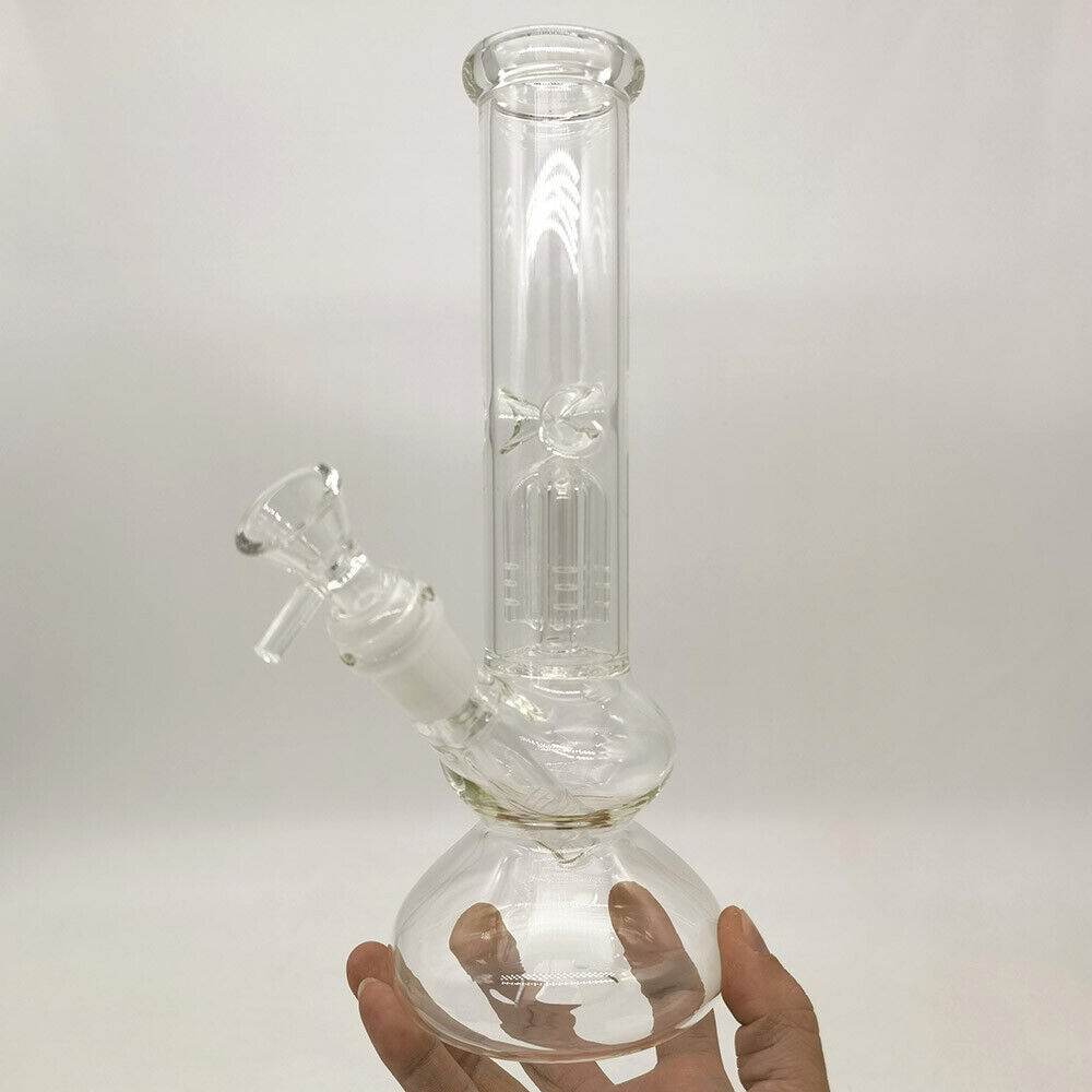 9.6inch Heavy Clear Glass Bong Water Pipe Smoking Pipes Hookah Percolator Bongs - Maryjanes Bong Shop