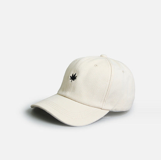 Unisex cotton hat with cannabis marijuana weed leaf logo, adjustable size.