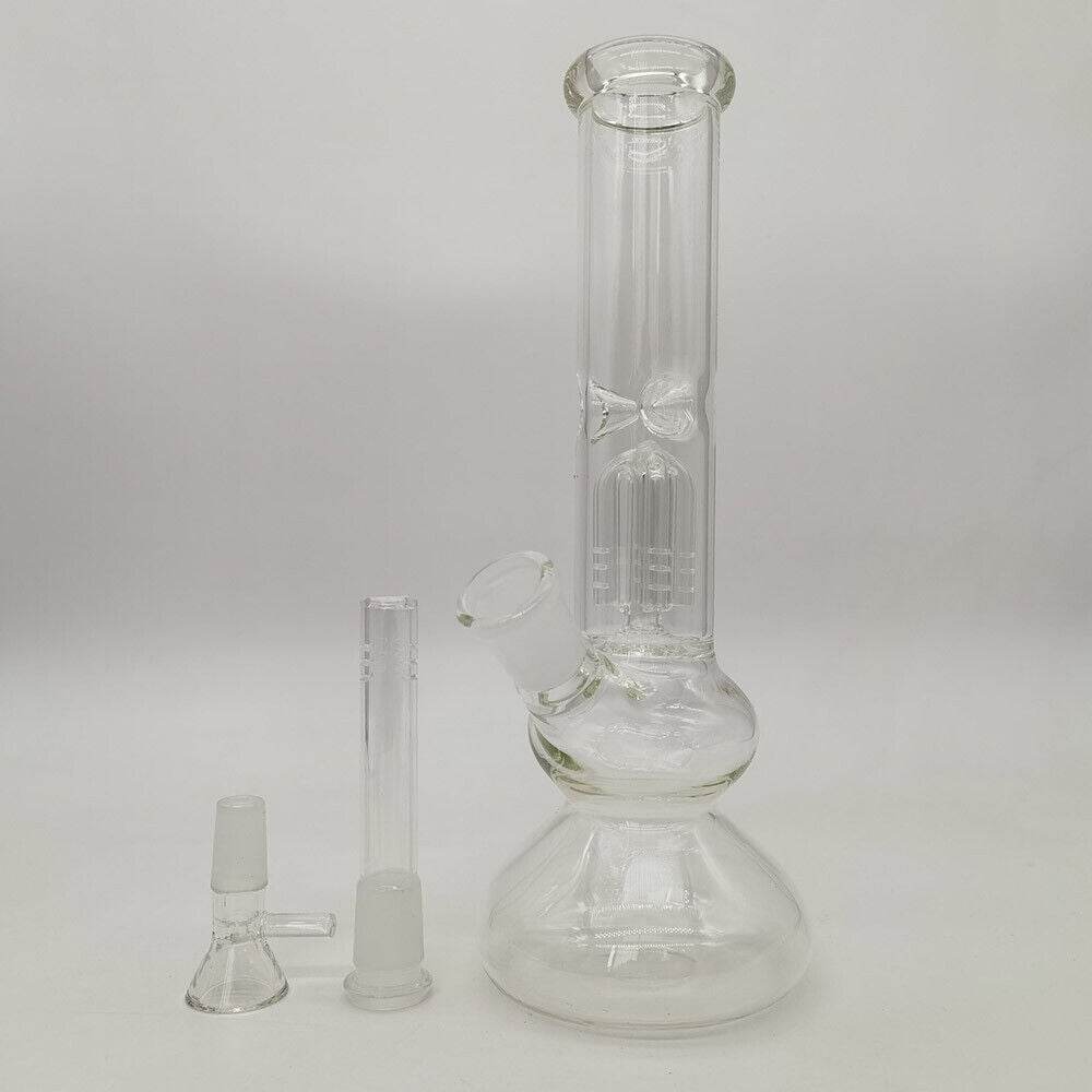 9.6inch Heavy Clear Glass Bong Water Pipe Smoking Pipes Hookah Percolator Bongs - Maryjanes Bong Shop