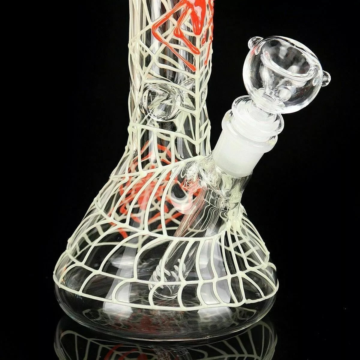 11" Glow in the Dark Spider Glass Hookah Water Pipe Smoking Pipes Beaker Bongs