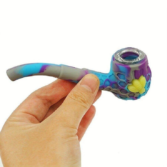 Silicone Smoking Pipe, Classic Vintage Silicone Tobacco Pipes with 9 Hole Glass - Maryjanes Bong Shop