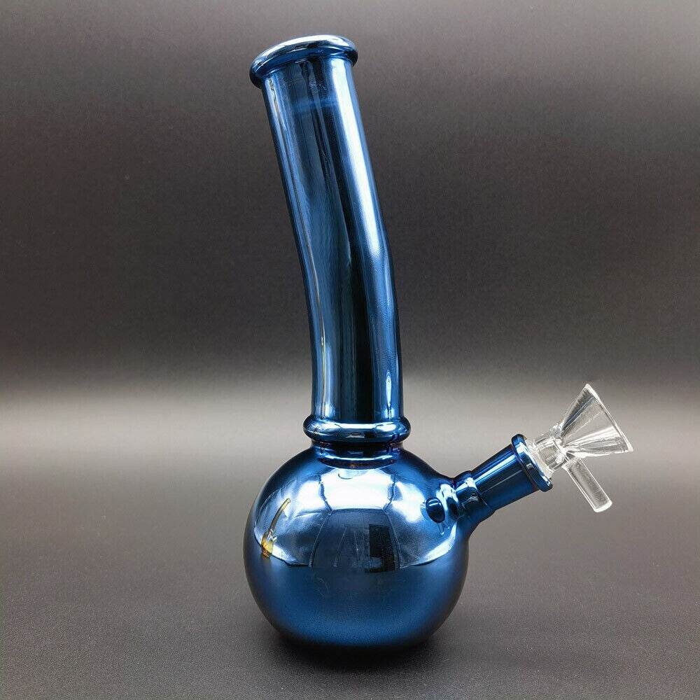 8inch Blue Reflective Water Pipe Hookah Smoking Shisha Glass Bong Hookah Bubbler - Maryjanes Bong Shop