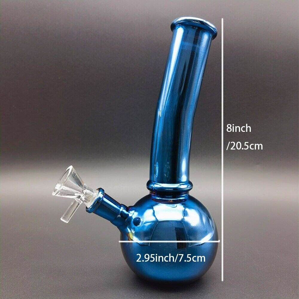 8inch Blue Reflective Water Pipe Hookah Smoking Shisha Glass Bong Hookah Bubbler - Maryjanes Bong Shop