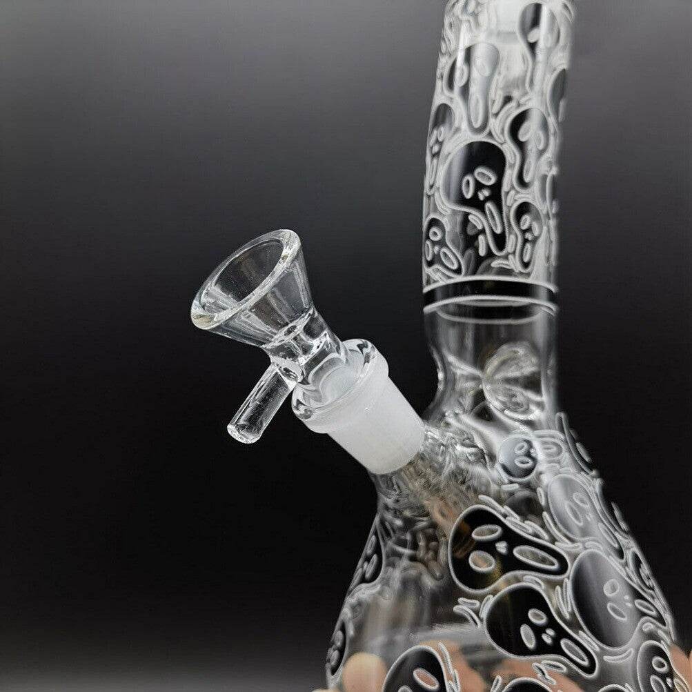 8 inch Glass Bong Black Skull Printed Hookah Smoking Water Pipes Bongs + Bowl US - Maryjanes Bong Shop