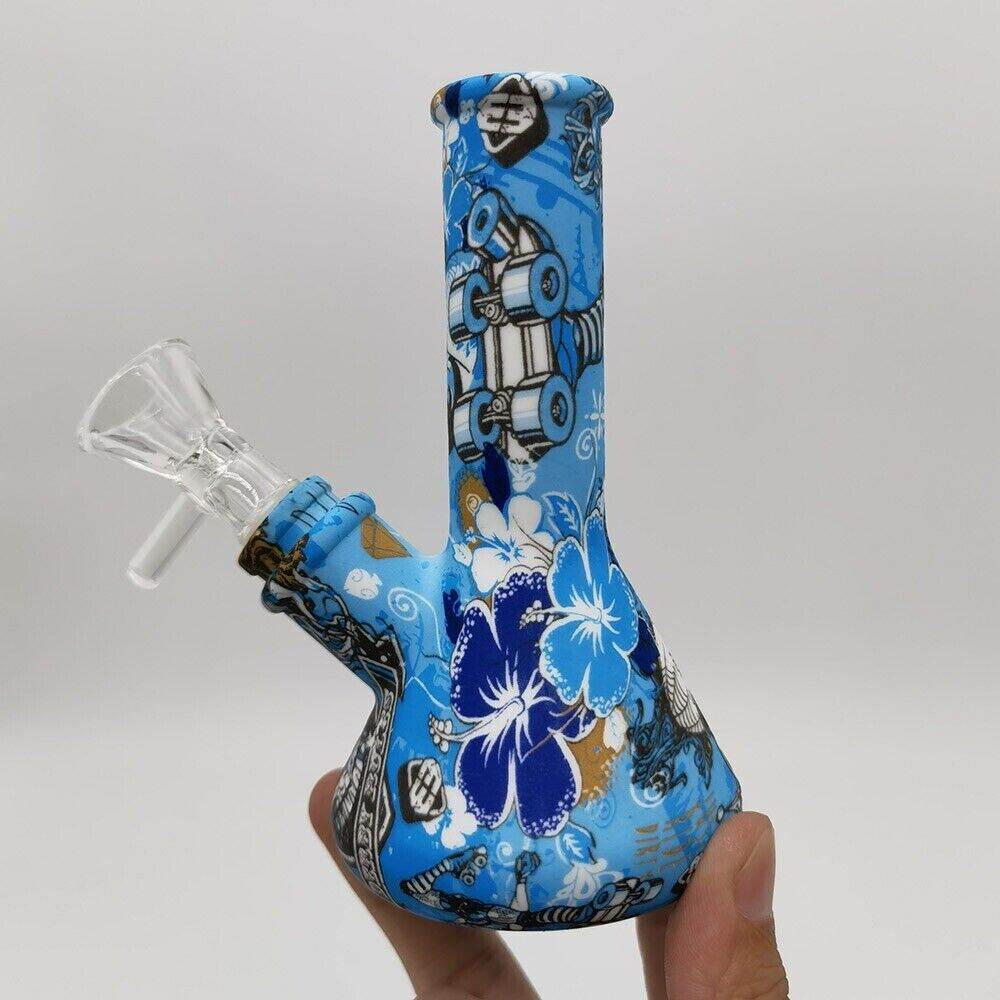 5'' Silicone Hookah Smoking Water Pipe Bong Bubbler Shisha W/ 14mm Glass Bowl US - Maryjanes Bong Shop